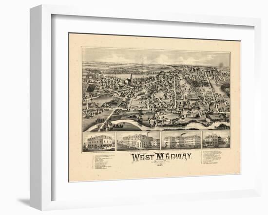 1887, West Medway Bird's Eye View, Massachusetts, United States-null-Framed Giclee Print