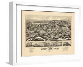 1887, West Medway Bird's Eye View, Massachusetts, United States-null-Framed Giclee Print