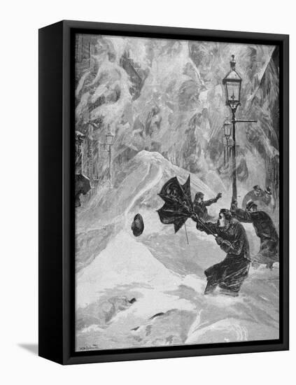 1888 Blizzard in New York-null-Framed Stretched Canvas