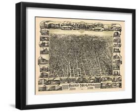 1888, Boston Bird's Eye View of the Highlands, Massachusetts, United States-null-Framed Giclee Print