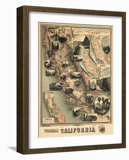 1888, California State Map, California, United States-null-Framed Giclee Print