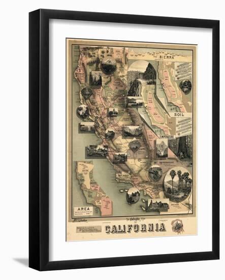 1888, California State Map, California, United States-null-Framed Giclee Print