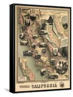 1888, California State Map, California, United States-null-Framed Stretched Canvas