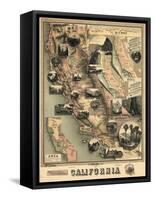 1888, California State Map, California, United States-null-Framed Stretched Canvas