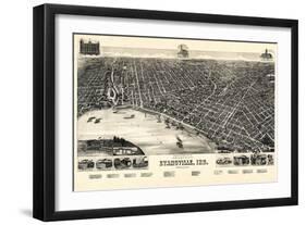 1888, Evansville Bird's Eye View, Indiana, United States-null-Framed Giclee Print