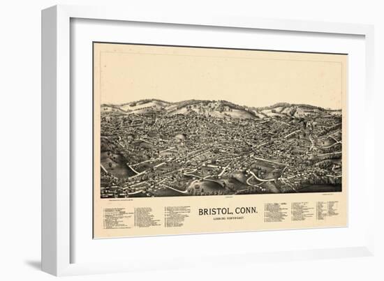 1889, Bristol Bird's Eye View, Connecticut, United States-null-Framed Giclee Print