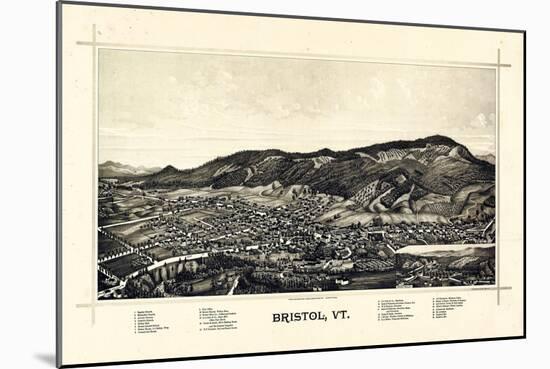 1889, Bristol Bird's Eye View, Vermont, United States-null-Mounted Giclee Print