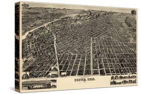 1889, Denver Bird's Eye View, Colorado, United States-null-Stretched Canvas