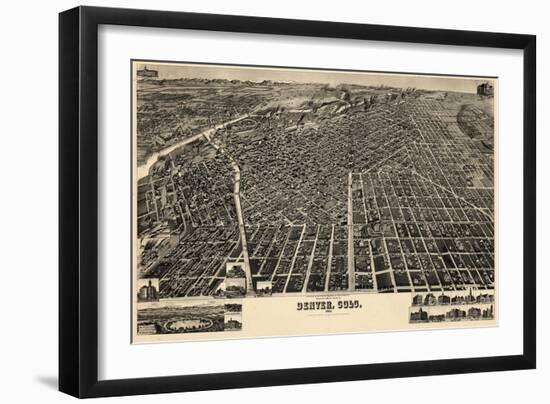 1889, Denver Bird's Eye View, Colorado, United States-null-Framed Giclee Print