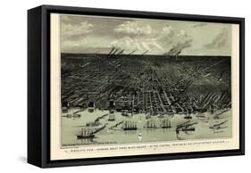 1889, Detroit Bird's Eye View, Michigan, United States-null-Framed Stretched Canvas