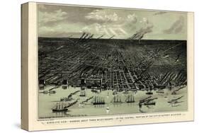 1889, Detroit Bird's Eye View, Michigan, United States-null-Stretched Canvas