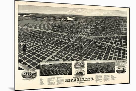 1889, Kearney 1889 Bird's Eye View, Nebraska, United States-null-Mounted Giclee Print