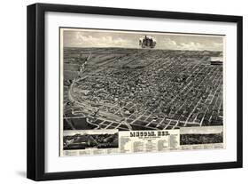 1889, Lincoln 1889 Bird's Eye View, Nebraska, United States-null-Framed Giclee Print