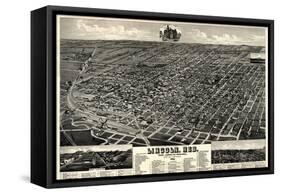 1889, Lincoln 1889 Bird's Eye View, Nebraska, United States-null-Framed Stretched Canvas