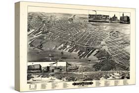 1889, Muskegon Bird's Eye View, Michigan, United States-null-Stretched Canvas