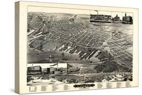 1889, Muskegon Bird's Eye View, Michigan, United States-null-Stretched Canvas