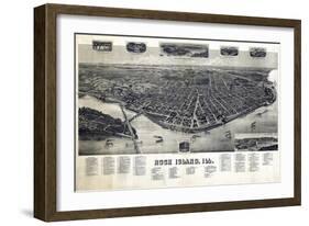 1889, Rock Island Bird's Eye View, Illinois, United States-null-Framed Giclee Print