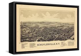 1889, Schuylerville 1889 Bird's Eye View, New York, United States-null-Framed Stretched Canvas