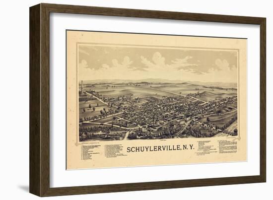 1889, Schuylerville 1889 Bird's Eye View, New York, United States-null-Framed Giclee Print