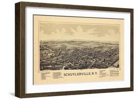 1889, Schuylerville 1889 Bird's Eye View, New York, United States-null-Framed Giclee Print