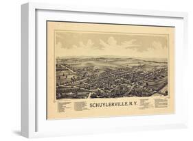1889, Schuylerville 1889 Bird's Eye View, New York, United States-null-Framed Giclee Print