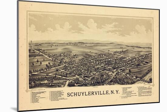 1889, Schuylerville 1889 Bird's Eye View, New York, United States-null-Mounted Giclee Print