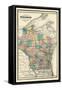 1889, State Map, Wisconsin, United States-null-Framed Stretched Canvas