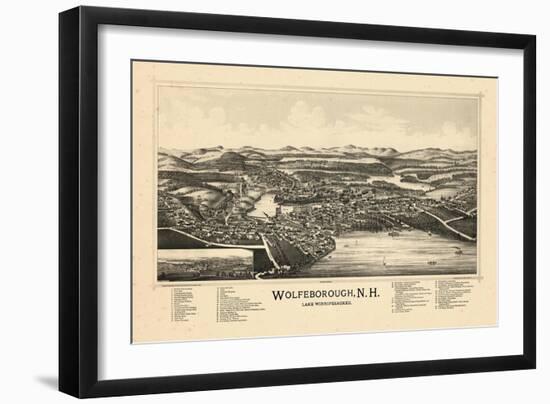 1889, Wolfeborough Bird's Eye View, New Hampshire, United States-null-Framed Premium Giclee Print