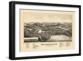 1889, Wolfeborough Bird's Eye View, New Hampshire, United States-null-Framed Premium Giclee Print