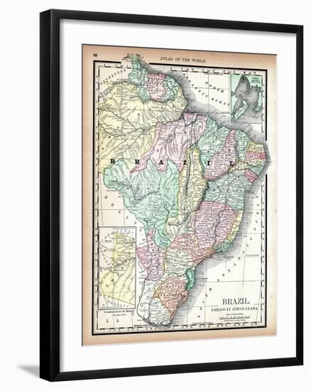 1890, Brazil, Guyana, Paraguay, South America, Brazil, Paraguay and Guayana-null-Framed Giclee Print