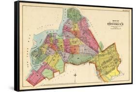 1890, Brooklyn City Map, New York, United States-null-Framed Stretched Canvas