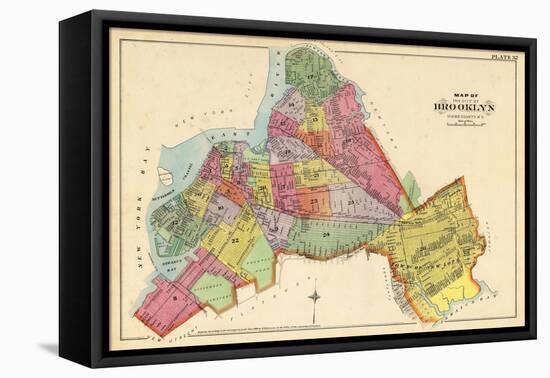 1890, Brooklyn City Map, New York, United States-null-Framed Stretched Canvas