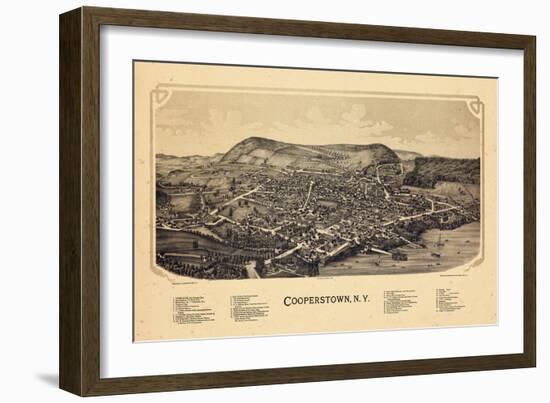 1890, Cooperstown,1890, Bird's Eye View, New York, United States-null-Framed Giclee Print