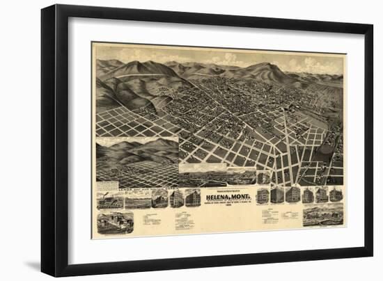 1890, Helena Bird's Eye View, Montana, United States-null-Framed Giclee Print