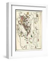 1890, Seattle City and Environs Map, Washington, United States-null-Framed Giclee Print