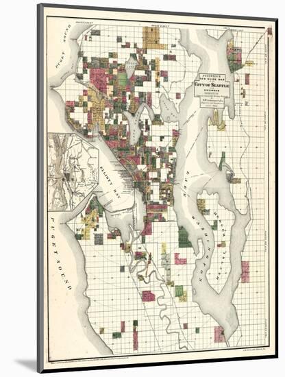 1890, Seattle City and Environs Map, Washington, United States-null-Mounted Giclee Print