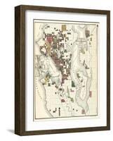 1890, Seattle City and Environs Map, Washington, United States-null-Framed Giclee Print