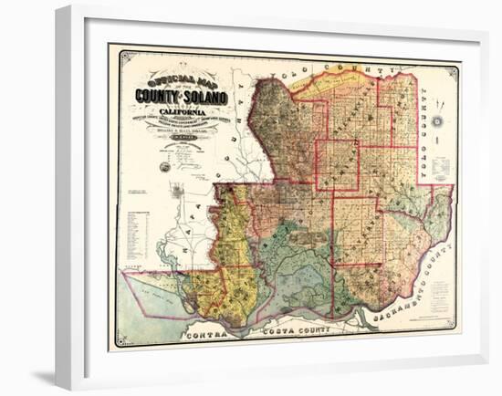 1890, Solano County Wall Map, California, United States-null-Framed Giclee Print