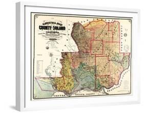 1890, Solano County Wall Map, California, United States-null-Framed Giclee Print