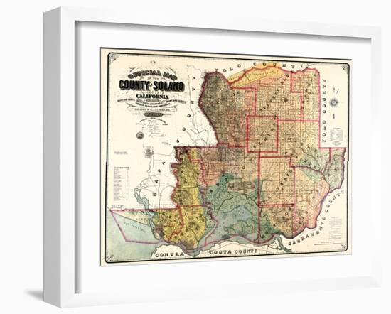 1890, Solano County Wall Map, California, United States-null-Framed Giclee Print