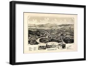 1890, Vergennes 1890c Bird's Eye View, Vermont, United States-null-Framed Giclee Print