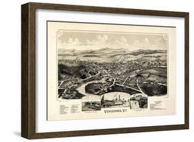 1890, Vergennes 1890c Bird's Eye View, Vermont, United States-null-Framed Giclee Print