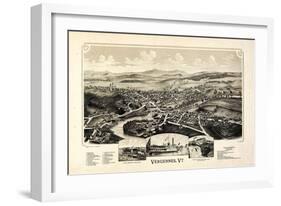 1890, Vergennes 1890c Bird's Eye View, Vermont, United States-null-Framed Giclee Print