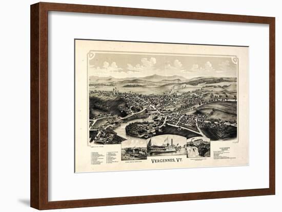 1890, Vergennes 1890c Bird's Eye View, Vermont, United States-null-Framed Giclee Print