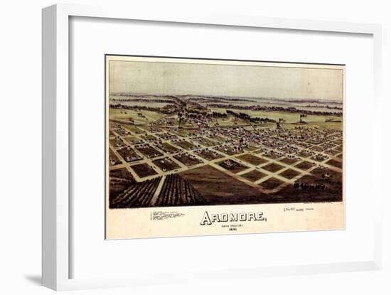 1891, Ardmore Bird's Eye View, Oklahoma, United States-null-Framed Giclee Print