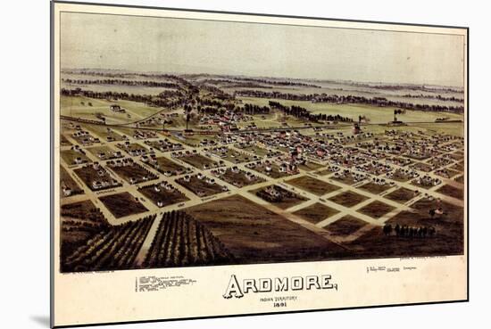 1891, Ardmore Bird's Eye View, Oklahoma, United States-null-Mounted Giclee Print