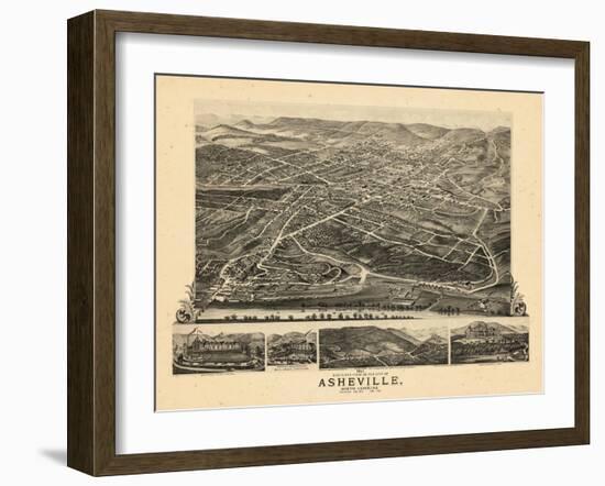 1891, Asheville Bird's Eye View, North Carolina, United States-null-Framed Giclee Print