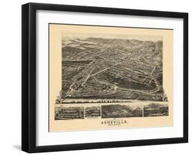 1891, Asheville Bird's Eye View, North Carolina, United States-null-Framed Giclee Print