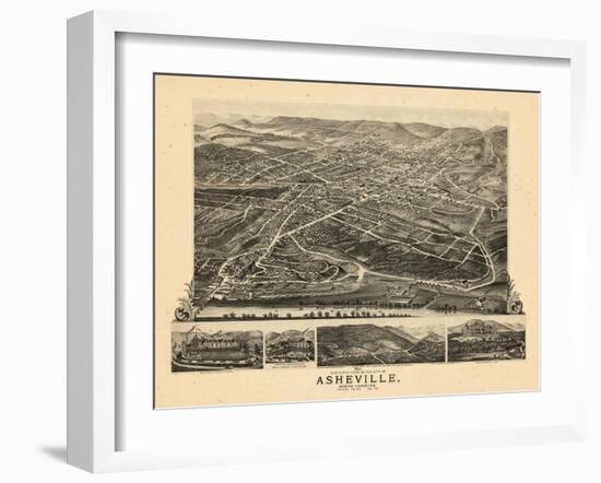 1891, Asheville Bird's Eye View, North Carolina, United States-null-Framed Giclee Print