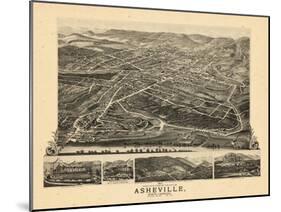 1891, Asheville Bird's Eye View, North Carolina, United States-null-Mounted Giclee Print